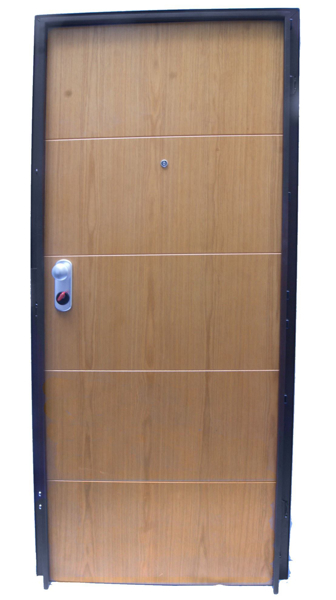 Imagen de Puerta Blindada Europea Padilla DAS. Interior liso roble, exterior roble ranurado