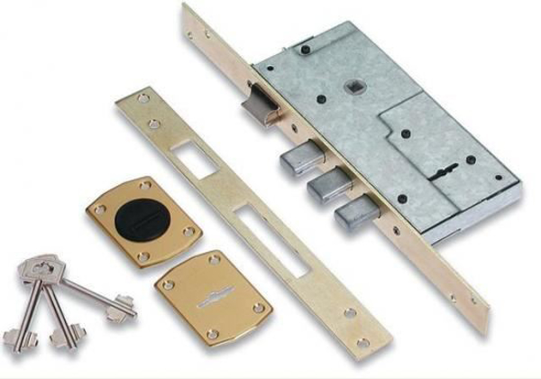 Imagen de Cerradura de Seguridad Doble Paleta  Securemme Bronce