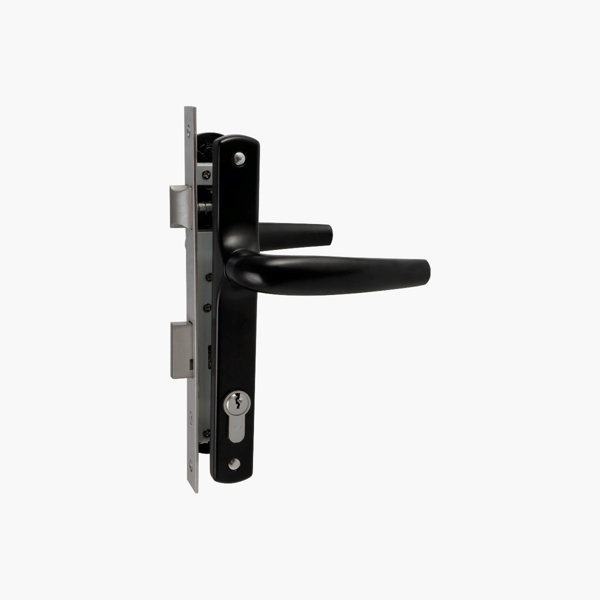 Imagen de Cerradura A20 con manija y cilindro Yale (negro)